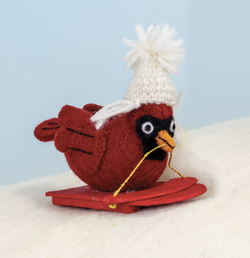 Sledding Cardinal Ornament