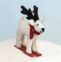 Skiing Caribou Ornament