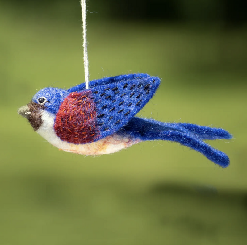 Barn Swallow Woolie Bird Ornament