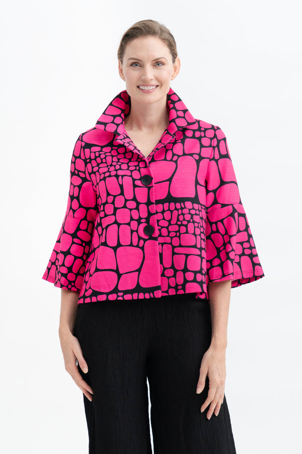 Fuchsia Crop Button Jacket