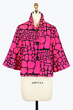 Fuchsia Crop Button Jacket