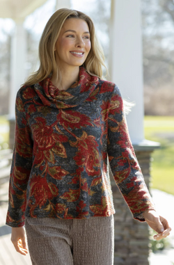 Autumn Paisley Cowl Neck Top