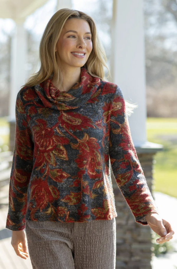 Autumn Paisley Cowl Neck Top