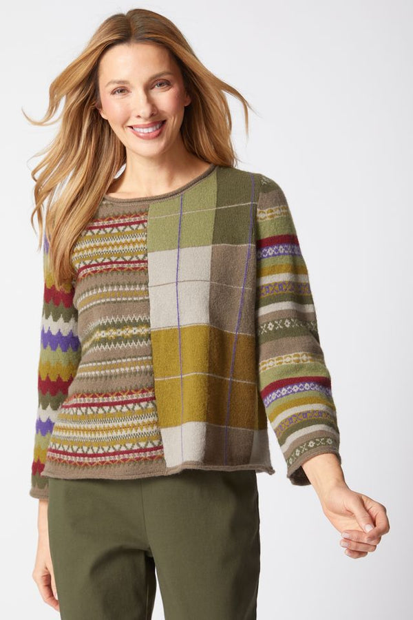 Multi Patchwork Truffle Sweater