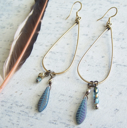 Feather Flock Peacock Blue Earrings