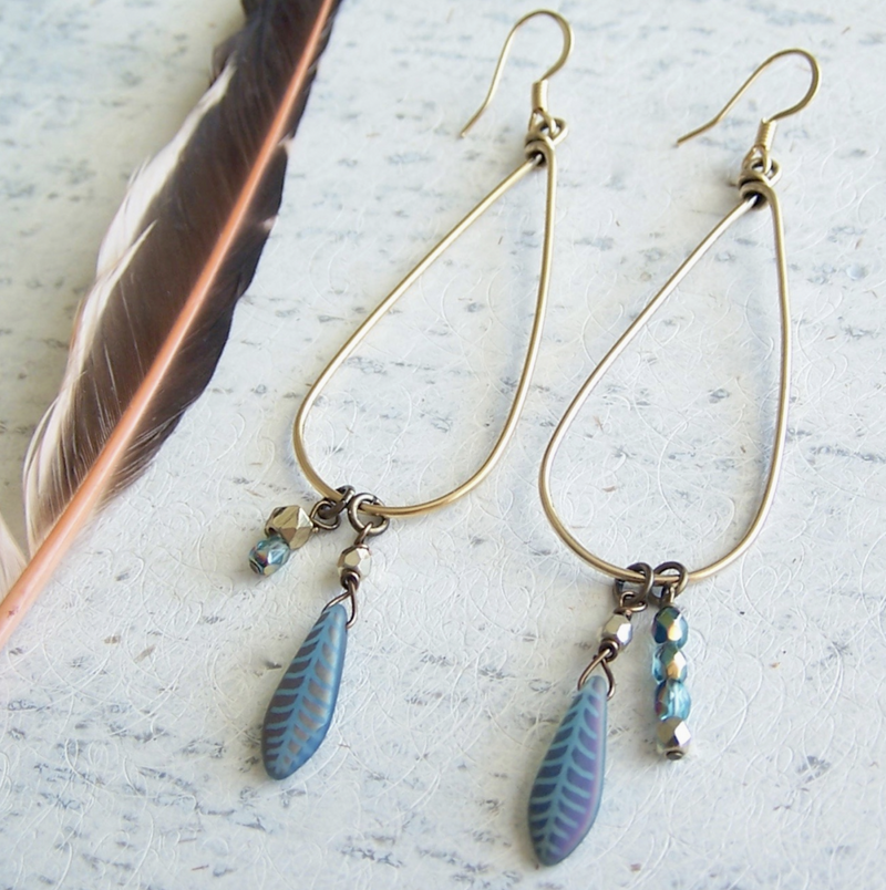 Feather Flock Peacock Blue Earrings