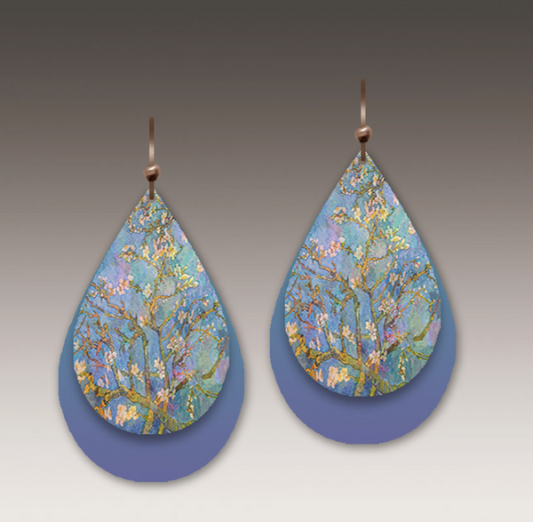 Blue Branch Shimmer Round Drop Earring