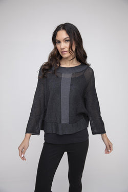 Charcoal Mesh Contrast Sweater