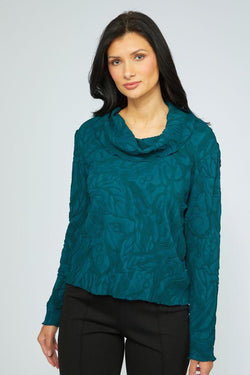Floral Embossed Cowl Top