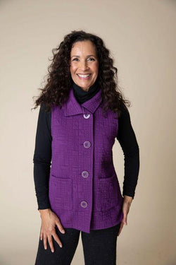 Plum Quilt Button Vest