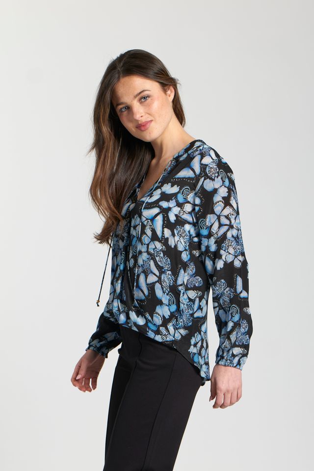 Blue Butterfly Cupro Pullover Top