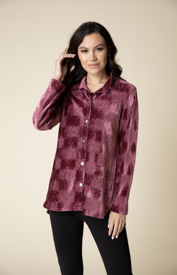 Fig Button Velvet Tunic Top