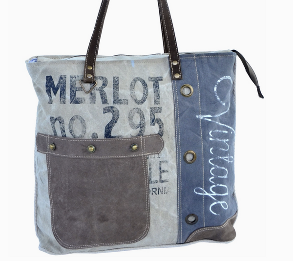 Vintage Merlot Canvas Tote