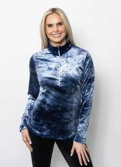 Denim Velvet Quarter Zip Top
