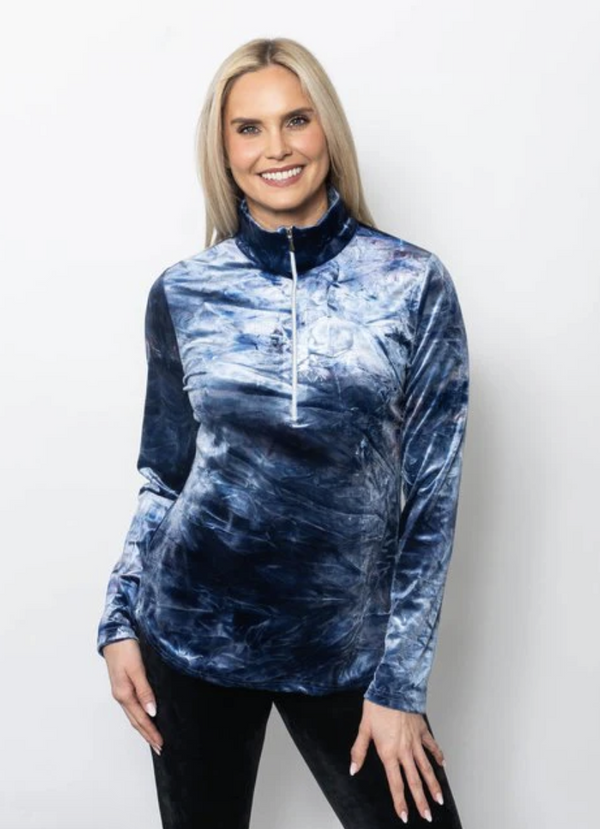 Denim Velvet Quarter Zip Top