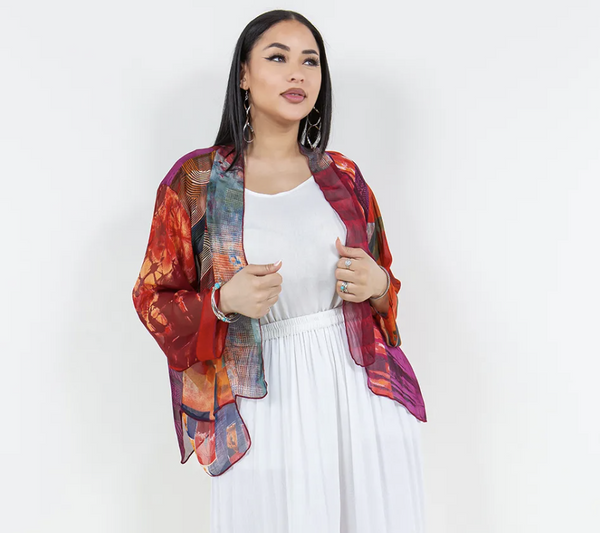 Red Patchwork Kimono Jacket