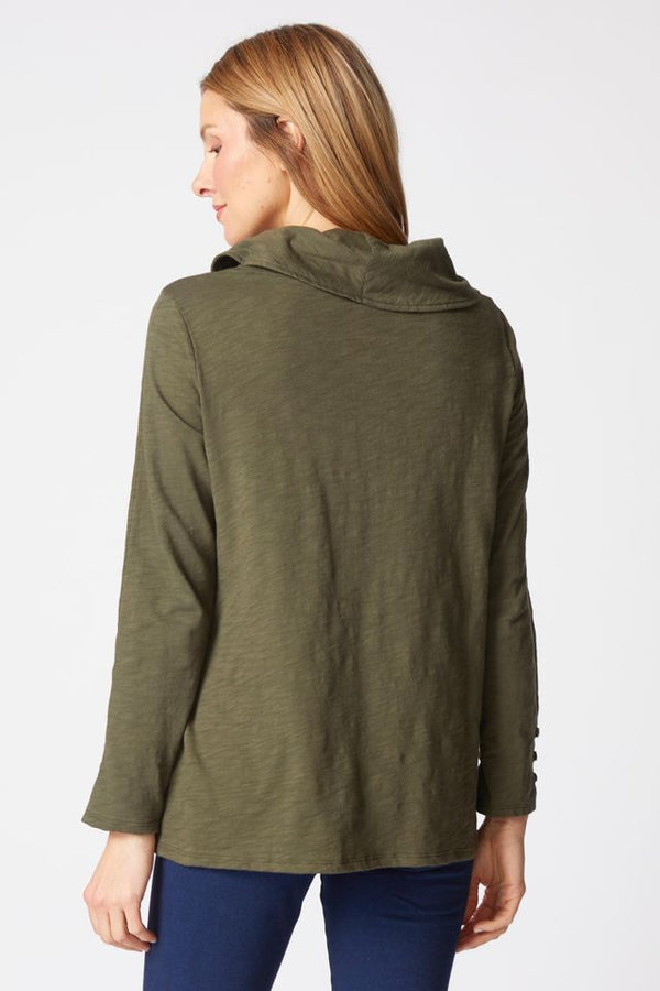 Forest Seam Cowl Neck Top