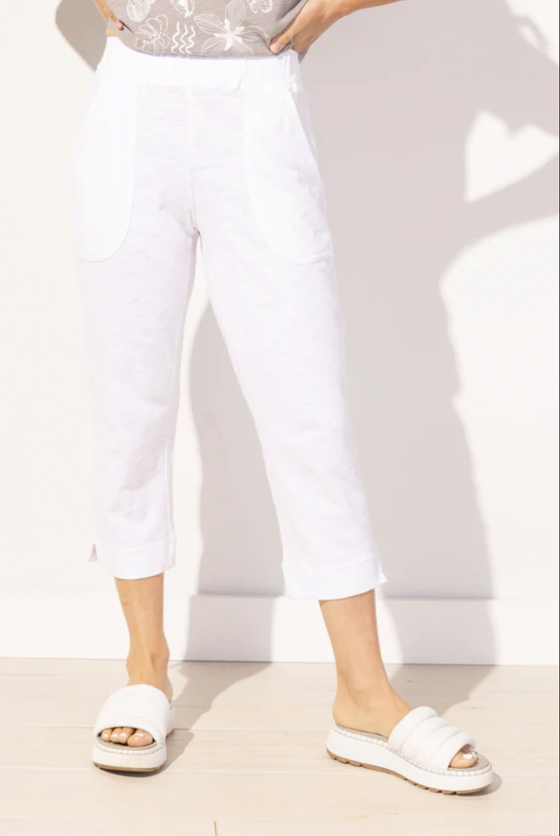 White Pocket Capri