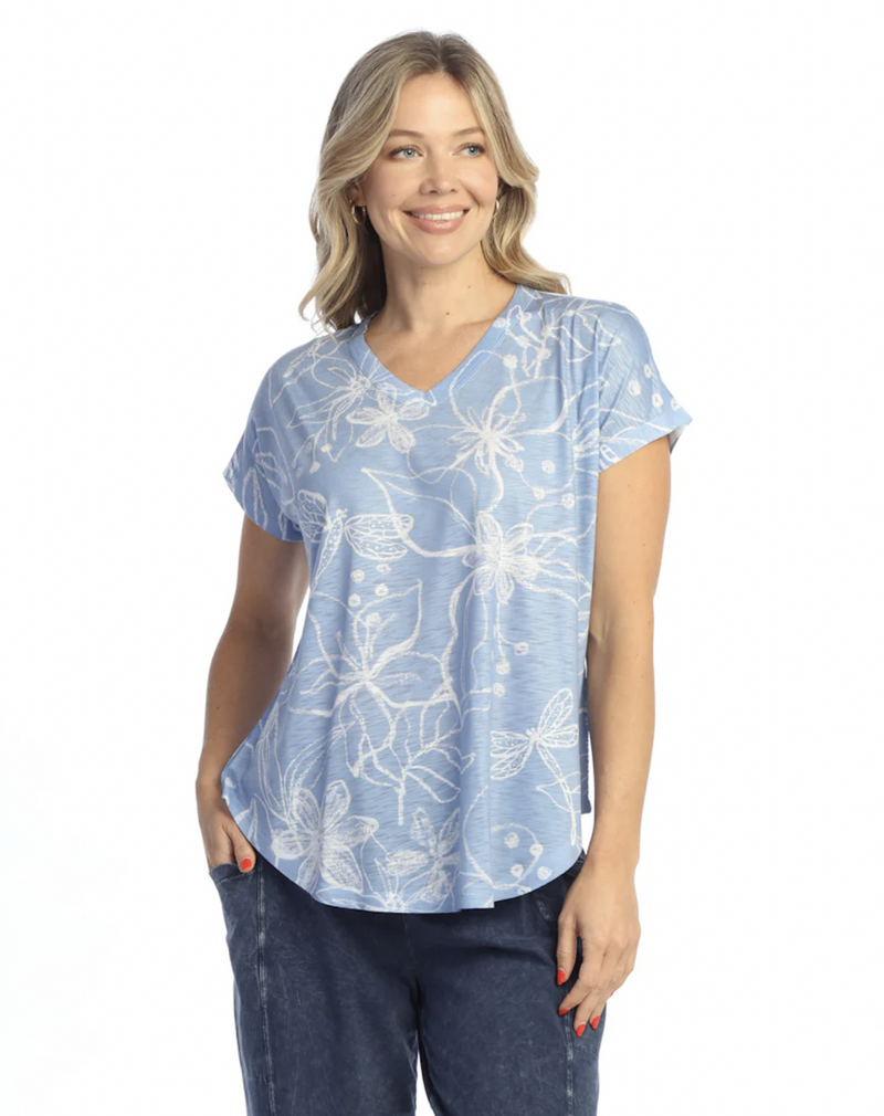 Peri Floral V-Neck Top