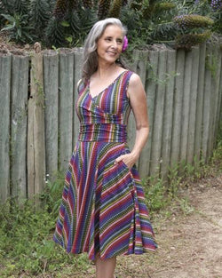 Multi Stripe Wrap Twirl Dress