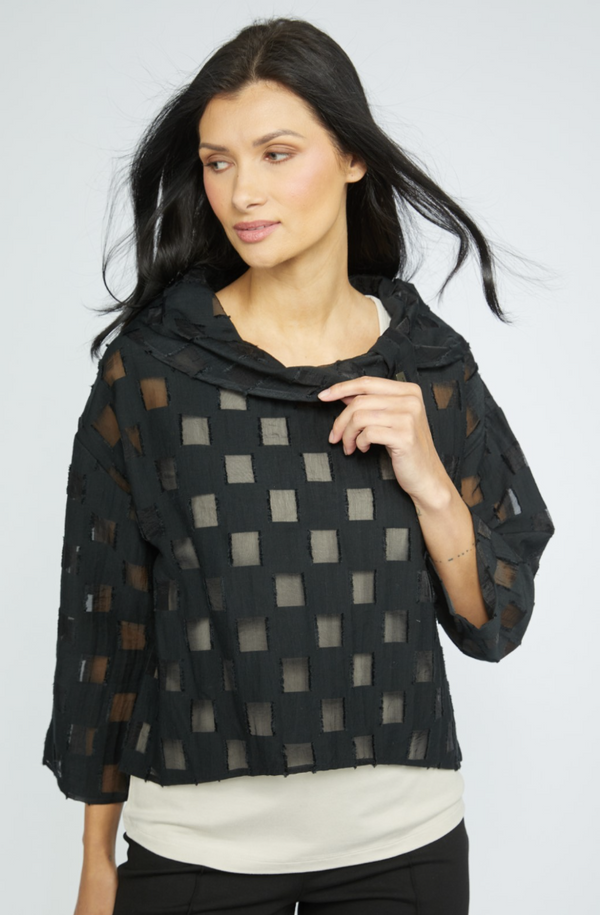 Black Checkered Mesh Top
