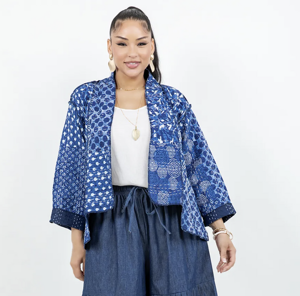 Indigo Patchwork Kimono Jacket