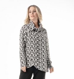 Black & White Cowl Neck Tunic