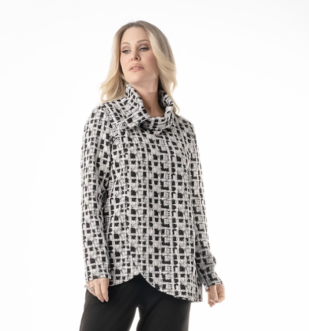 Black & White Cowl Neck Tunic