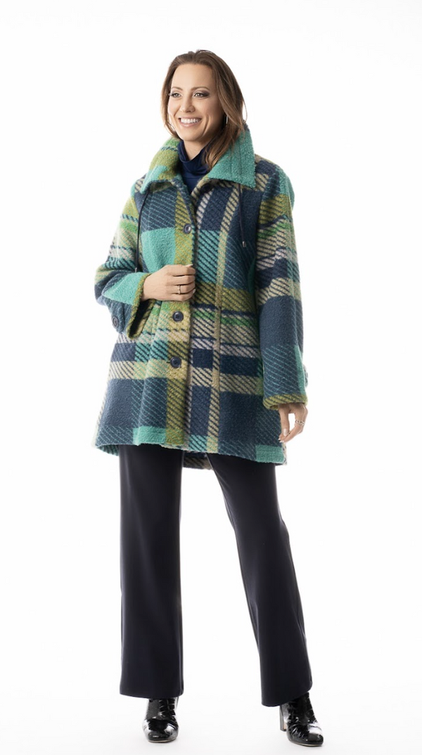 Jade Plaid Long Coat