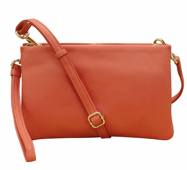 Coral Triple Compartment Clutch