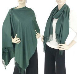 Hunter Green Wooden Button Shawl