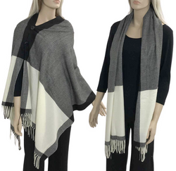 Black & Ivory Wooden Button Shawl