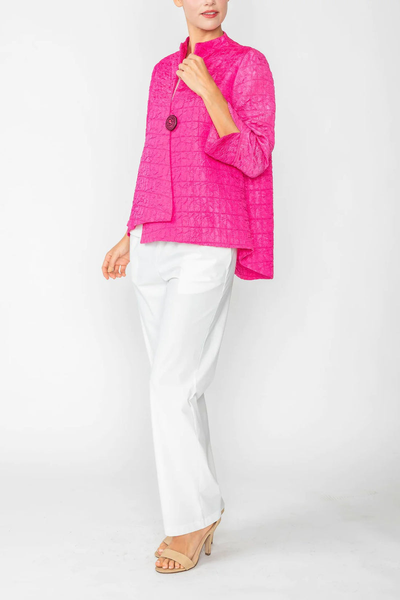 Fuchsia Crinkle Jacquard Jacket