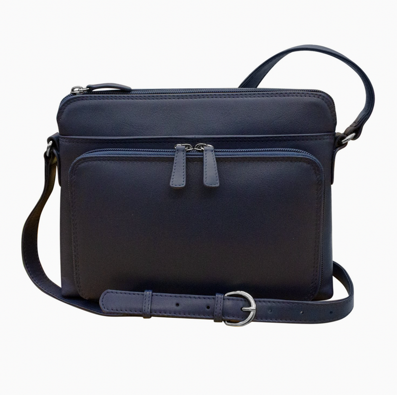 Navy Leather Crossbody Organizer