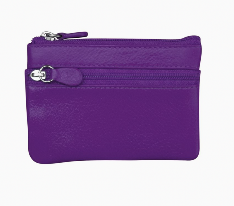 Purple Leather Small Coin Bag