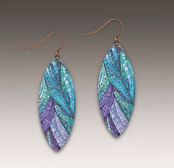 Peacock Mosaic Leaf Earring