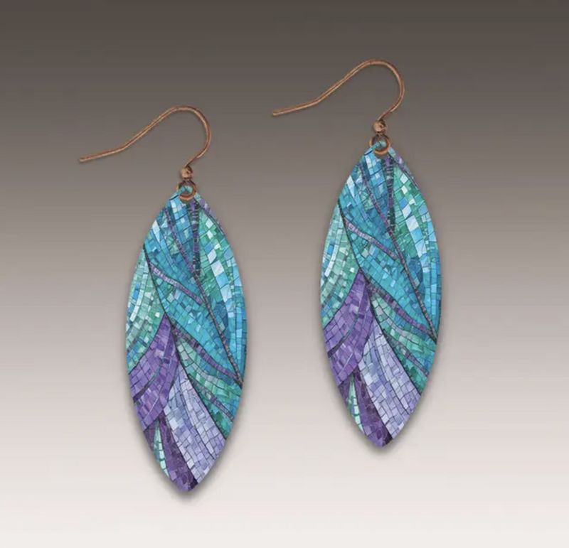 Peacock Mosaic Leaf Earring
