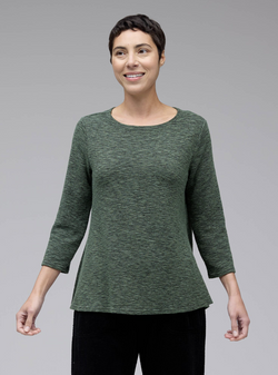 Green Crimped Boat Neck Top