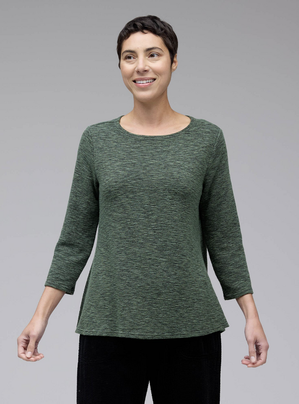 Green Crimped Boat Neck Top