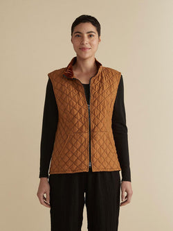 Brass Quilted Zip Vest