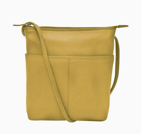 Yellow Leather Pocket Crossbody