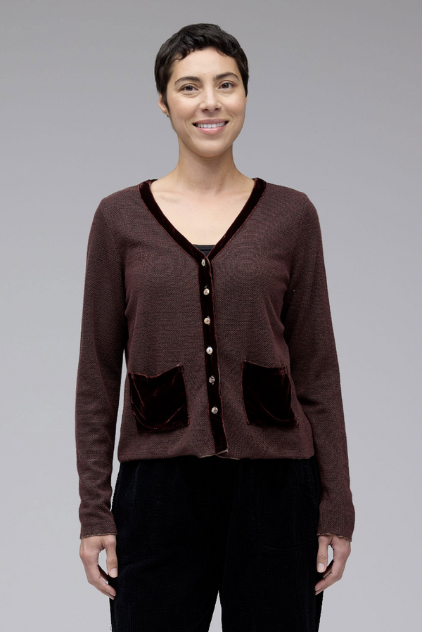 Cola Velvet Trim Pocket Jacket