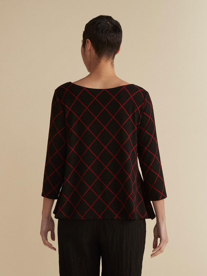 Black and Red Boat neck Top