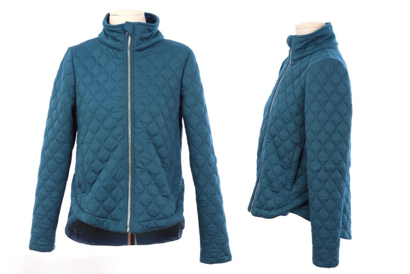 Blue Quilted Zip Jacket