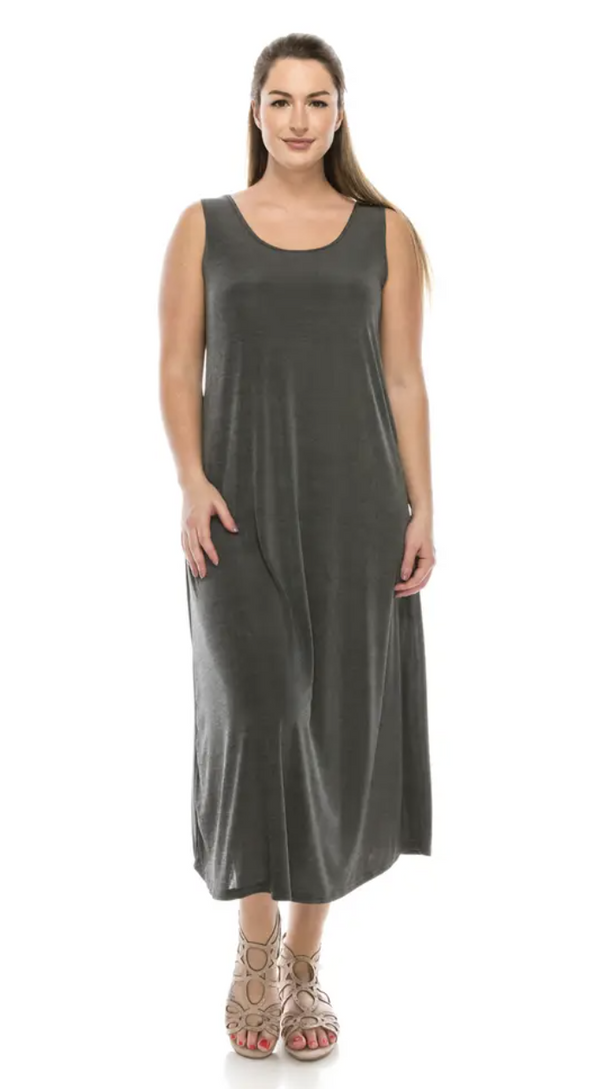 Charcoal Grey Long Tank Dress