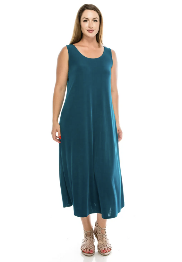 Teal Long Tank Dress