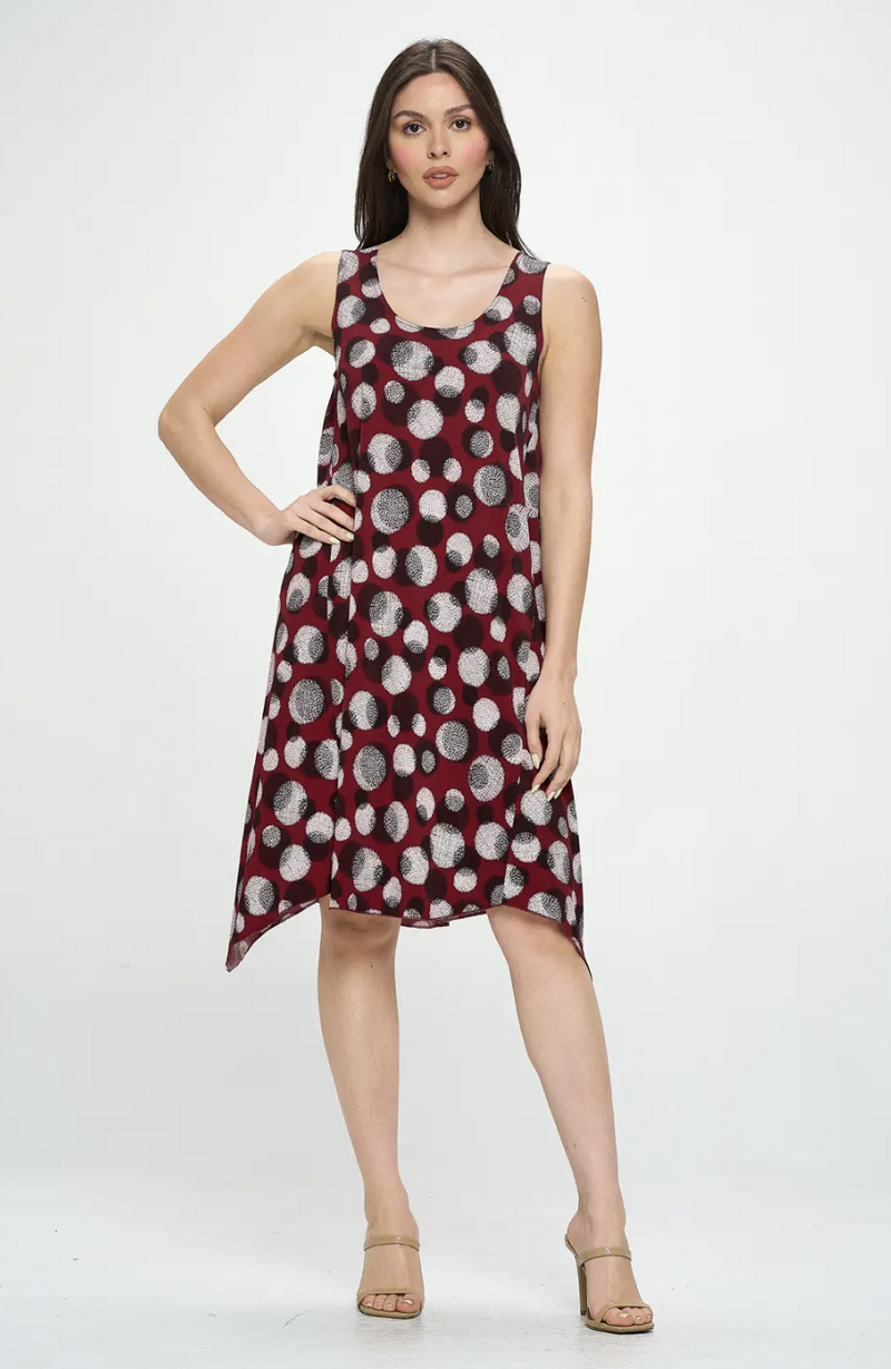 Burgundy Dots Midi Tank Dress