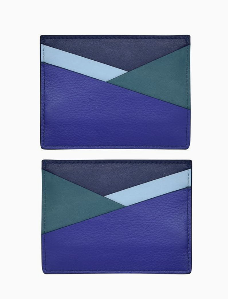 Denim Asymmetric Leather Credit Card Holder