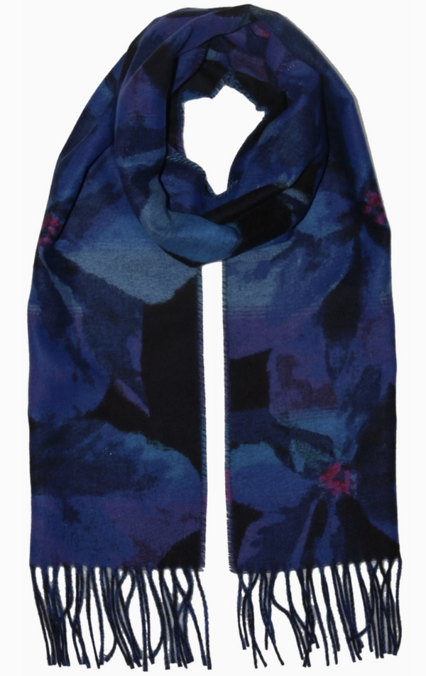 Blue Poinsettia Scarf