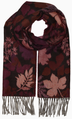 Burgundy Autumn Leaves Scarf